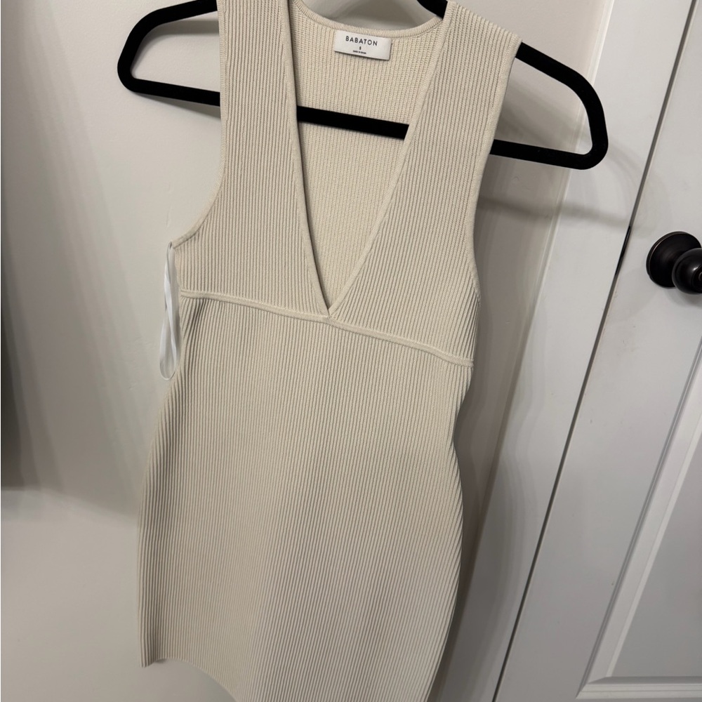 Babaton Ivory Sleeveless Knit Dress
